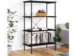 The Living Store Scaffale A 4 Ripiani Nero 80X40X130 Cm
