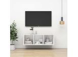 The Living Store Parete Tv Bianca 37X37X107 Cm Materiale Legno