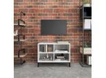 The Living Store Mobile Tv Con Gambe In Metallo Bianco 69,5X30X50Cm