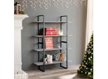 The Living Store Libreria 4 Scomparti Grigio Cemento 100X30X140 Cm Materiale Legno