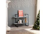 The Living Store Libreria 2 Scomparti Grigio Cemento 100X30X70 Cm Materiale Legno