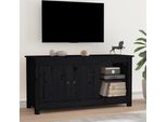 The Living Store Mobile Tv Nero 103X36,5X52 Cm In Legno Di Pino Massiccio
