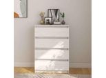 The Living Store Mobile Laterale Bianco 60X36X84 Cm In Legno Di Pino Massiccio