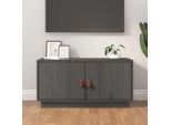 The Living Store Mobile Tv Grigio 80X34X40 Cm In Legno Di Pino Massiccio