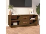 The Living Store Mobile Tv Marrone Miele 100X34X40 Cm In Legno Di Pino Massiccio