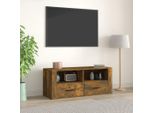 The Living Store Mobile Tv In Rovere Fumé 100X35X40 Cm Materiale In Legno