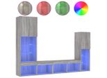 Syfax™ Mobili Tv A Muro Con Led 4Pz Grigio Sonoma In Legno Multistrato