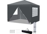 Gazebo Pieghevole Izrielar 3X3 M Impermeabile – Gazebo Pieghevole Con Borsa Per Il Trasporto, Tenda Da Giardino E Tenda Per Feste Per Giardino, Campeggio E Attività All'aperto, Grigio