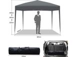 Gazebo Pieghevole Izrielar 3X3 M Impermeabile – Gazebo Pieghevole Con Protezione Uv 50+, Tenda Da Giardino E Tenda Per Feste, Ideale Per Giardino, Campeggio, Matrimoni E Spiaggia Grigio