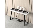 Zimilo 88 Tasti Pianoforte Digitale Pianoforte Elettrico Pianoforte Portatile Meccanica A Martelletti Ponderata Per Principianti E Bambini Con Supporto Per Pianoforte Triplo Pedale Bianco