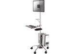 Neomounts FPMA-MOBILE1800 Neomounts HöHenverstellbarer Pc-Tisch FPMA-MOBILE1800 Silber FüR 1 Monitor, 1 Tastatur, 1 Maus, 1 Pc