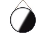 Specchio Industriale Con Struttura In Metallo Nero E Dettaglio In Corda