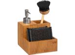 5 Five Simply Smart SpüLen-Organizer Mit Seifenspender, Schwamm Und BüRste, Bambus, 167770