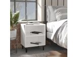 The Living Store Comodino Con Gambe In Metallo Bianco 40X30X50 Cm