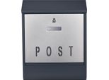Cassetta Postale Di Design Wiltec V38 Antracite E Acciaio Inox 305 X 105 X 385 Mm, Cassetta Postale A Muro Con Serratura, Targhetta, Rotolo Di Giornale, Cassetta Postale In Acciaio Zincato