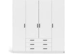 Armadio Spell L183 Cm 4 Ante E 3 Cassetti Bianco.