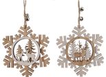 Decorazione Per Albero Di Natale Fiocchi Di Neve In Legno Con Cervo 12Cm 1 Pezzo Assortito