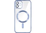 Custodia In Silicone Magsafe Apple Iphone 12 Protezione Fotocamera Cornice Cromata Blu