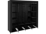 Armadio Armadio In Tessuto Grande 170X170 Cm Robusto 2 Appendiabiti 14 Scomparti Armadio Pieghevole Per Camera Da Letto Armadio Spogliatoio Nero 23740