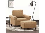 Vidaxl Poltrona Con Sgabello Marrone 60 Cm In Velluto
