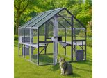 Recinto Per Gatti Da Esterno Wiltec 210 X 187 X 187 Cm, Recinto Per Gatti Da Esterno In Legno, Recinto Da Esterno A Più Livelli, Recinto Per Gatti Per Giardino, Balcone