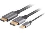 Lanberg CA-HDDP-20CU-0018-BK Adattatore Cavo Video 1,8 M Displayport Hdmi + Usb Nero, Argento