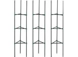 Traliccio Set Di 3 Porta Piante Pali Di Supporto Per Piante Da Giardino Traliccio Gabbia Per Pomodori Per Piante Rampicanti Acciaio Verde 38 X 38 X 182 Cm