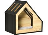 Cuccia Per Cani In Legno Accogliente Cuccia Per Gatti Da Interno E Cuccia Per Cani Con Cuscino, Per Cani Di Piccola Taglia Fino A 8 Kg, 60X40X59.2 Cm