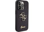 Guess Glitter Script Big 4G - Custodia Per Iphone 15 Pro (Nero)