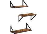 Set Di 3 Mensole Da Parete Rustiche Marroni E Nere
