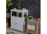 Mobiletto Da Bagno Con Ante A Doghe, Bianco
