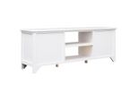 The Living Store Mobile Tv Bianco 108X30X40 Cm In Legno Massiccio Di Paulownia