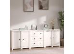 The Living Store Credenza Bianca 230X35X80 Cm In Legno Di Pino Massiccio