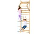 Vevor Scala Svedese A Muro 4 In 1 8 Gradini In Legno Massiccio 100 Kg Portante Struttura Da Arrampicata Per Interni Con Anelli Ginnici Barra Per Pull-Up Corda Scala A Muro Scala