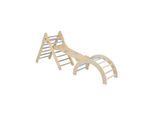 Moni SpielgeräT Triangel 3 In 1 Holz Rutsche Kletterrampe Kletterwand Motorik Braun