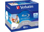 1X10 Verbatim BD-R Blu-Ray 50GB 6X Speed Printable Jewel Case