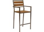 Sgabello Da Bar Teako Design Teak + Acciaio Inox Lavarone - Resistente Alle Intemperie, In Legno Massiccio, Sostenibile E Di Facile Manutenzione