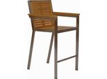 Sgabello Da Bar Di Design Teako In Acciaio Inox - Resistente Alle Intemperie, Ergonomico, In Legno Massiccio Per Uso Interno Ed Esterno