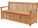 Panca Da Giardino Teako Design Piceno In Teak - Panca Da Giardino Con Vano Portaoggetti, Resistente Alle Intemperie Ed Elegante (180 Cm)