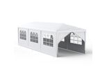 Sessamen-Lp Gazebo Impermeabile 3X9 M Gazebo Da Giardino Con 8 Pareti Laterali Polietilene Birra Tenda Porta Cerniera Per Giardino Festa Matrimonio, Bianco