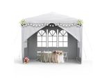 Sessamen-Lp Padiglione 3X3M Impermeabile - Tenda Da Festa Padiglione Da Giardino Con 4 Pareti Laterali Gazebo Da Campeggio Per Giardino, Festa, Matrimonio, Bianco