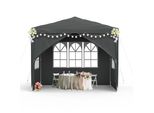Sessamen-Lp Padiglione Impermeabile - Tenda Da Festa Padiglione Da Giardino Con 8 Pareti Laterali Gazebo Da Campeggio Per Giardino, Festa, Matrimonio (3 X 3 M Con 4 Pareti Laterali, Grigio Scuro)