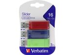 Verbatim Slider Unità Flash Usb 16 Gb Usb Tipo A 2.0 Blu, Verde, Rosso