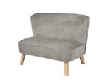 Divano Per Bambini Roba "Lil Sofa"", Comodo Divano Per Bambini, Robusti Piedi In Legno, Tessuto Vellutato Grigio"