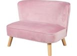 Divano Per Bambini Roba "Lil Sofa"", Comodo Divano Per Bambini Con Robusti Piedi In Legno E Tessuto In Velluto Color Malva"