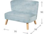Divano Per Bambini Roba "Lil Sofa"", Comodo Divano Per Bambini Con Robusti Piedini In Legno E Tessuto In Velluto Color Cielo/Azzurro"