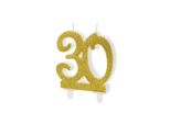 Candele Di Compleanno 30 Anni 7,5 Cm, Oro/Brillantini