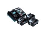 Kit Di Alimentazione Makita 40 V Max. Con 3 Batterie Bl 4025 2,5 Ah Xgt ( 3 Volte 191B36-3 ) + Caricatore Rapido Dc 40 Ra Xgt Lxt ( 191E07-8 )