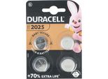 Duracell Electronics Pile A Bottone Al Litio CR2025 3 V (Confezione Blister Da 4)