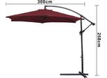 Wolketon 3M-3.5M Ombrellone Con Led Solare Inclinabile Ombrellone A Sbalzo Ombrellone Da Balcone Ombrellone Da Mercato UV40+ Ombrellone Da Giardino, Rosso, 3M
